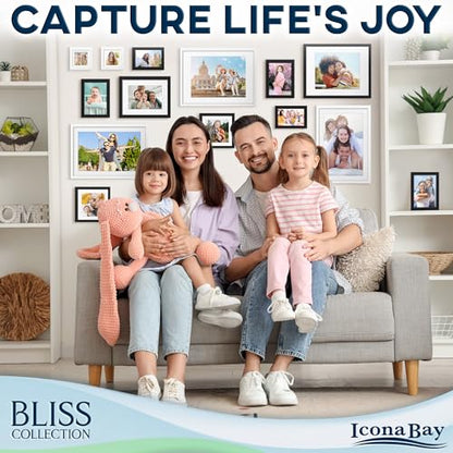 5x7 Hanging Picture Frames Collage with 8 Openings - Winter White, 2 PK | Icona Bay casual style engineered wood frames, designed for wall hanging, space-saving photo display, Bliss collection - color: Winter White, size: 5x7