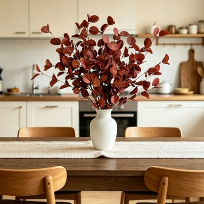 4PCS 22.2Inch Faux Eucalyptus Stems Plant leaves for Vase(Wine Red) | soft thin-styrofoam nice-touch natural look easy to adjust suitable for various vases without any maintenance - color: Deep Wine Red