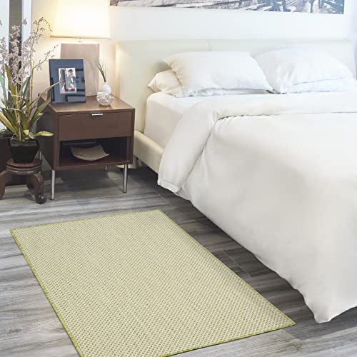Nourison Home Courtyard Indoor/Outdoor Ivory Green 3' x 5' Area -Rug, Easy -Cleaning, Non Shedding, Bed Room, Living Room, Dining Room, Kitchen (3x5) - color: Ivory Green, size: 3' x 5' (Rectangular)