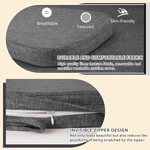 ELFJOY Non-Slip Chair Cushions for Dining Chairs Dark Grey 16.7"x16" | 4 Pack, with Ties and Washable Cover, U Shape, Breathable Fabric, for Kitchen Dining Office Folding Chairs，Comfortable - color: Dark Grey
