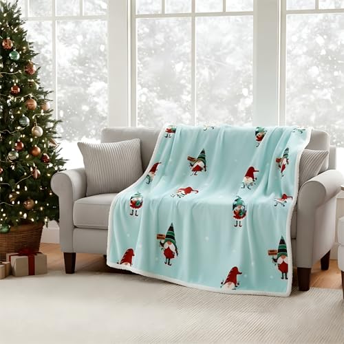 Catalonia Christmas Elf Sherpa Throw Blanket, Xmas Theme Throws, Plush Fleece Couch Blanket, Super Soft, Comfy, Cozy, Fluffy, Ugly - color: Xmas Elf Green, size: 50"x60"