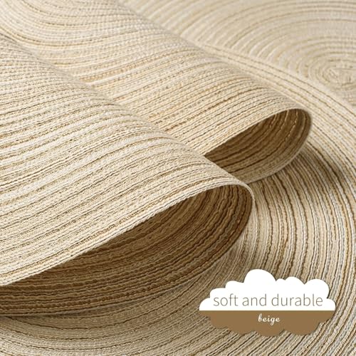 FunWheat Round Braided Placemats Set of 6 Easy Clean Place mats for Dining Tables Woven Heat Resistant Washable Table Mats 15 inches(Beige) - color: Multi Beige, size: 6pcs