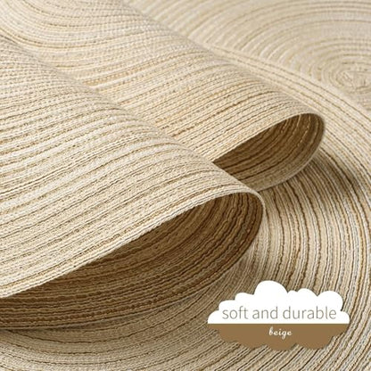 FunWheat Round Braided Placemats Set of 6 Easy Clean Place mats for Dining Tables Woven Heat Resistant Washable Table Mats 15 inches(Beige) - color: Multi Beige, size: 6pcs