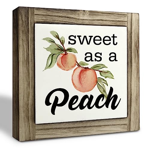 Peach Wood Plaque Sign, Sweet as A Peach, Box Wood Plaques Desk Décor, Peach Saying Plaque, Decorative Wooden Table Sign, Farmhouse Summer Decor, Rustic Home Decor, Primitive Wood Sign - color: Summer Sign 11
