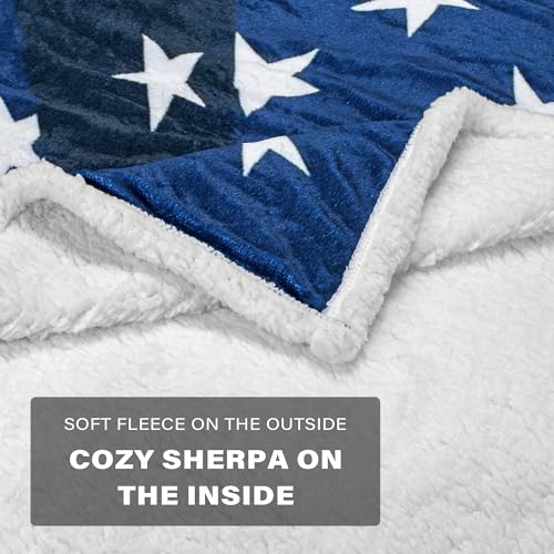 Tirrinia US Flag Patriotic Sherpa Throw American Flag Blanket, Cozy Sherpa Fleece Plush Bed Throw TV Blankets Reversible for Bed or Couch 4th of July Citizenship Election Veteran Gift - color: Fluttering Us Flag