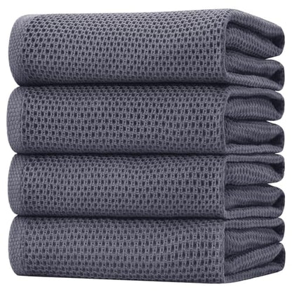 Homaxy 100% Cotton Oversized Waffle Weave Kitchen Towels 4-Pack, Dark Grey | 20 x 28 Inches, Ultra Soft Absorbent Dish Towels, Quick Drying Large Cleaning Towels - color: Dark Grey, size: 20 X 28 - 4 Pack
