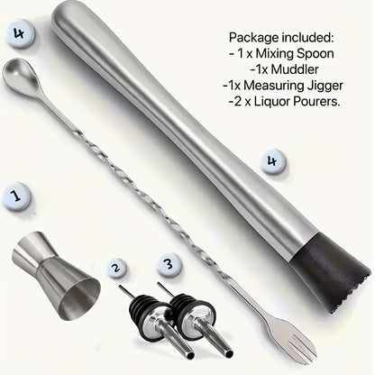 XDNOOK 5pcs Cocktail Shaker Set Bartender Kit,Professional Bar Set, Jigger,Mixer Spoon, Muddler, Liquor Pourers Ideal Bar Accessories for Home, Gift for Christmas, Birthday, Beginners