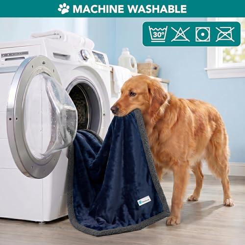 PetAmi Dog Blanket Small Medium Pet Cat Puppy Kitten, 40x29 Mini, Blue Gray | 460 GSM, Soft Sherpa Fleece Throw, Reversible Plush Couch Cover Protector Crate Carrier Sofa Bed Car Seat, Machine Washable - color: Navy/Gray Sherpa, size: Medium - 29 X 40 Inc