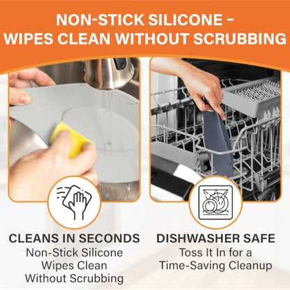 Silicone Spoon Rest for Stove Top, Set of 2, XL 9.2 Inch, DISHWASHER SAFE | NON-STICK Surface for Quick Cleanup, Non-Slip, Safe for Glass and Induction Cooktops, Raised Edges Catch Drips, Gray & Cream - color: Cool Gray&Cream Gray - 2 Pcs