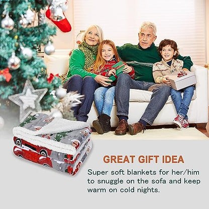 Catalonia Christmas Sherpa Throw Blanket, Xmas Theme Throws, Plush Fleece Couch Blanket |Super Soft, Comfy, Cozy, Fluffy, Warm | 50x60 inch,Truck - color: Truck, size: 50"x60"