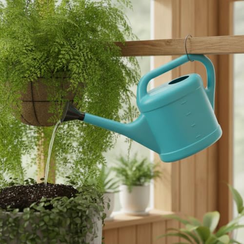 Long Spout Watering Can for Indoor Plants, Lightweight Blue PP Plastic with Narrow Tip for Precise Pouring - size: 15.35 x 3.74 x 12.2 in