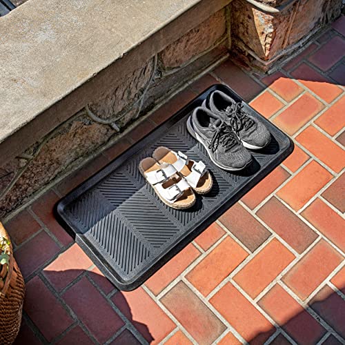 Mohawk Home Boot Tray All Weather Waterproof Mat for Entryway, Shoes, Pet Food Tray, Garden, Indoor Outdoor Black Rubber 1'4"x2'8" - size: 1'4" x 2'8" (Rectangular)