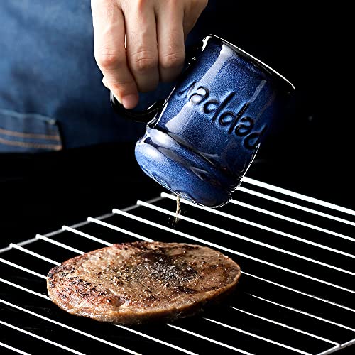 Nihow Ceramic Salt & Pepper Shakers Set with Handle for Kitchen Counter | 2.6 Inch Resist Rusting Seasoning Shaker -Elegant Black & Blue (Set of 2) - size: Shaker with handle