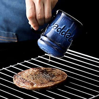 Nihow Ceramic Salt & Pepper Shakers Set with Handle for Kitchen Counter | 2.6 Inch Resist Rusting Seasoning Shaker -Elegant Black & Blue (Set of 2) - size: Shaker with handle