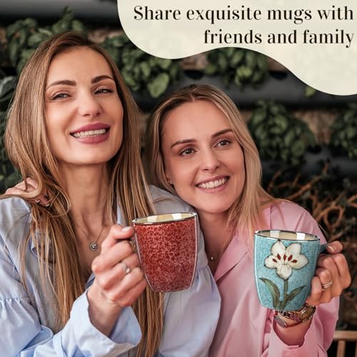 Maxdot 12oz Ceramic Coffee Mugs, Glazing Process Coffee Cup,6 Pcs,Retro - style: Retro