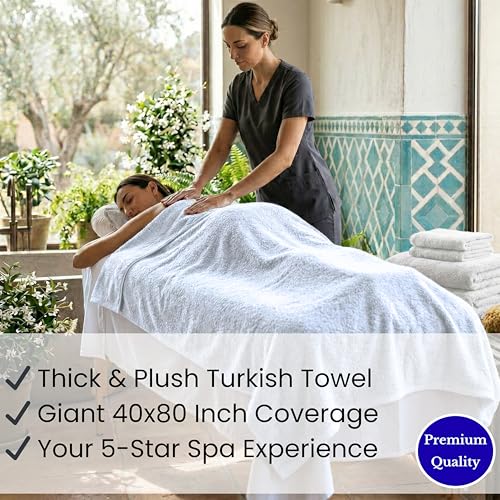 SALBAKOS Luxury 100% Turkish Cotton Bath Sheet 40x80 in (1-Piece, White) | Extra Large Jumbo Oversized Bathroom and Beach Towel, Super Soft Highly Absorbent Thick Premium Hotel Quality, Made in Turkey - color: White, size: Jumbo Bath Sheet