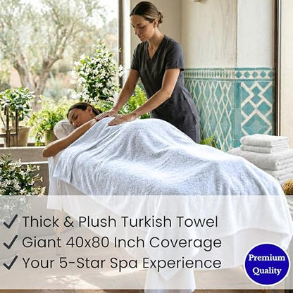 SALBAKOS Luxury 100% Turkish Cotton Bath Sheet 40x80 in (1-Piece, White) | Extra Large Jumbo Oversized Bathroom and Beach Towel, Super Soft Highly Absorbent Thick Premium Hotel Quality, Made in Turkey - color: White, size: Jumbo Bath Sheet