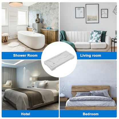 FAVOMOTO Marble-Style Composite Bathroom Vanity Tray Cosmetic and Jewelry Storage Plate White Organizer for Home and Hotel Toiletries