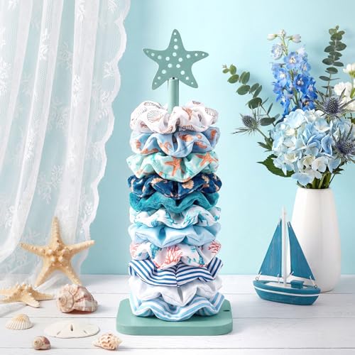 Leinuosen Beach Starfish Paper Towel Holder Rustic Beach Coastal Wooden Paper Towel Holder Turquoise Blue Nautical Ocean Bathroom Accessories Kitchen Roll Stand Organizer Apartment Housewarming Gift - style: Grey Green starfish