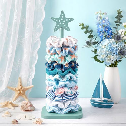 Leinuosen Beach Starfish Paper Towel Holder Rustic Beach Coastal Wooden Paper Towel Holder Turquoise Blue Nautical Ocean Bathroom Accessories Kitchen Roll Stand Organizer Apartment Housewarming Gift - style: Grey Green starfish