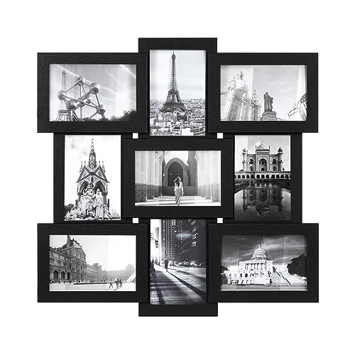 SONGMICS Collage Picture Frames, 4x6 for Wall Decor, Multi Family Photo for Gallery Decor, Glass Front, Set of 9, Ink Black URPF029B01 - color: Ink Black, size: 9 Pack