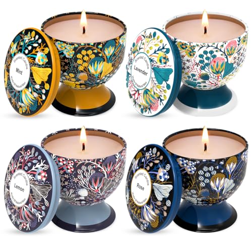 Home Aromatherapy Candle Set, Women's Aromatherapy Candle Birthday Gift Set, 4 Pack 4 oz 120 Hour Long Lasting Soy Candle Gift