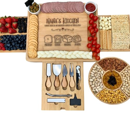 Custom Personalized Charcuterie Board Set – Bamboo Cheese Board with Utensils – Holiday, Wedding, Birthday & Housewarming Gift for Families - color: Design #34