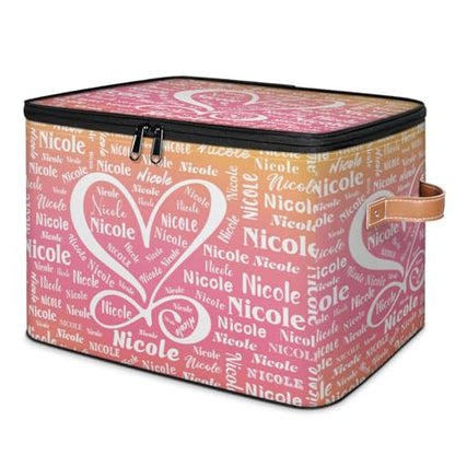 Personalized Storage-Box with Name, Personalized Heart Keepsake Basket | Custom Foldable Sturdy Large Memory Bin Containers with Handle Lid Lightweight Waterproof Dustproof, 14"L x 10.2"W x 10.4"H - color: Option 6