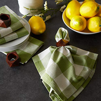 DII Buffalo Check Collection, Classic Farmhouse Cloth Napkin Set, 20x20, Antique Green, 6 Piece - color: Antique Green, size: 20" x 20" (Set of 6)