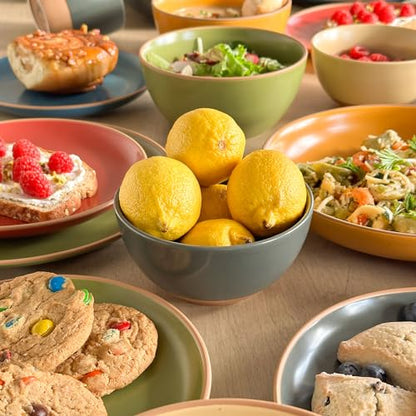 Mora Ceramic Artisan Matte Small Dessert Bowls - 16oz, Set of 6 - Microwave, Oven and Dishwasher Safe, For Rice, Ice Cream, Soup, Snacks, Cereal, Chili, Side Dishes etc - Microwavable Kitchen Bowl - color: Artisan Colors