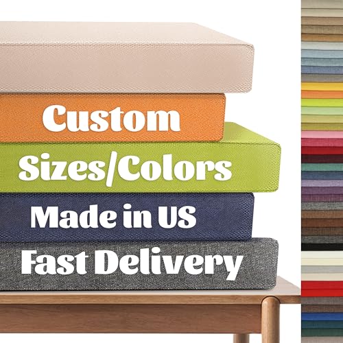 Royal Shade Custom Size Bench Cushion for Indoor/Outdoor Window Seat/Furniture/Chair, Premium 75D High-Resilience Foam Waterproof (Custom Sizes/90+ Colors/Thickness/Samples Available) (2 Inch Thick) - size: 2 Inch Thick