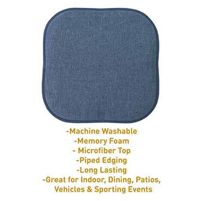 Sweet Home Collection Chair Cushion Memory Foam Pads Honeycomb Pattern Slip Non Skid Rubber Back Rounded Square 16" x 16" Seat Cover, 4 Pack, Alexis Denim - color: Alexis Denim, size: 4 Pack