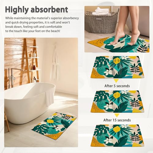 SPUNKER Abstract Modern Welcome Mat - Tropical Palm Leaves, Indoor/Outdoor, Low-Profile, 17''x30'' - color: Tropical Palm Leaves