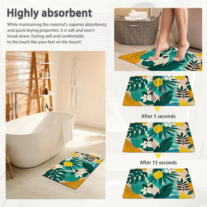 SPUNKER Abstract Modern Welcome Mat - Tropical Palm Leaves, Indoor/Outdoor, Low-Profile, 17''x30'' - color: Tropical Palm Leaves