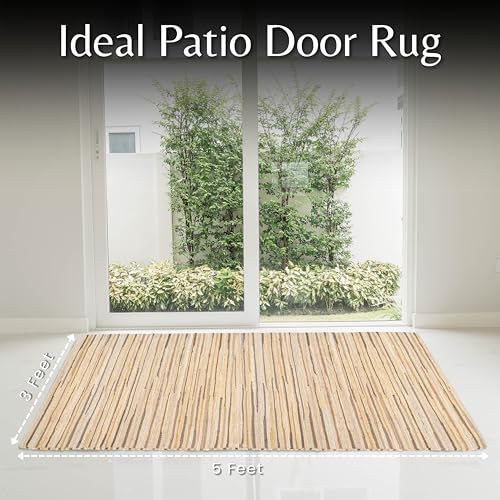 Chindi Area Rug 3x5 Feet - Beige | Farmhouse Cotton Rag Rugs for Living Room, Easy Clean Braided Boho Carpet - color: Beige, size: 3 x 5 feet