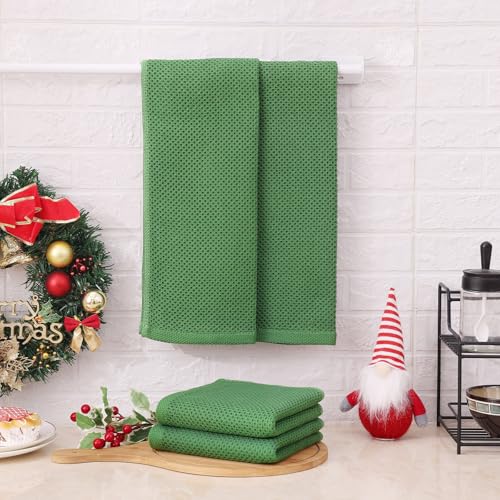 Kitinjoy 100% Cotton Waffle 8-Pack Kitchen Towels, 13" x 28", Grass Green | Super Soft, Ultra-Absorbent, Fast Drying, lightweight, Quick Drying Kitchen Hand Towels - color: Grass Green, size: 13 x 28 - 8 Pack