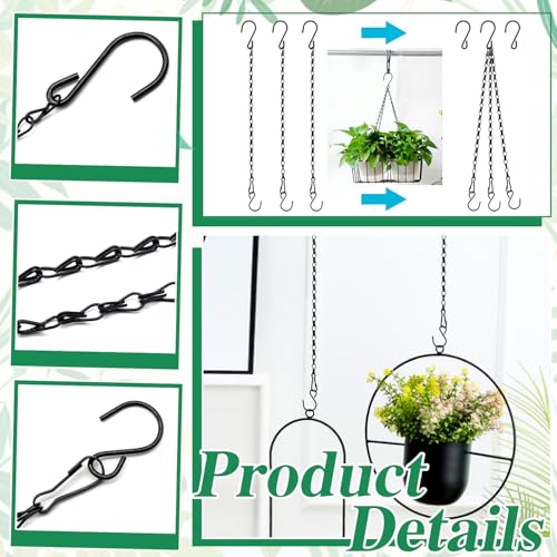 Benvo Hanging Plant Chains Flower Pot Hangers with Clips and Hooks 3 Point Replacement Chain Holders for Baskets Bird Feeders Planters and Other Ornaments (24.8 inch Long) - size: 24.8 inch Long