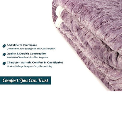 Premium Sherpa Melange Throw Blanket for Couch, Sofa by Pavilia | Soft, Fluffy, Plush, Warm, Cozy | Fuzzy Lightweight Microfiber, Purple Wine Luxury Modern Reversible TV Blanket | 50 x 60 Inches - color: Melange Wine, size: 50 x 60 Inches