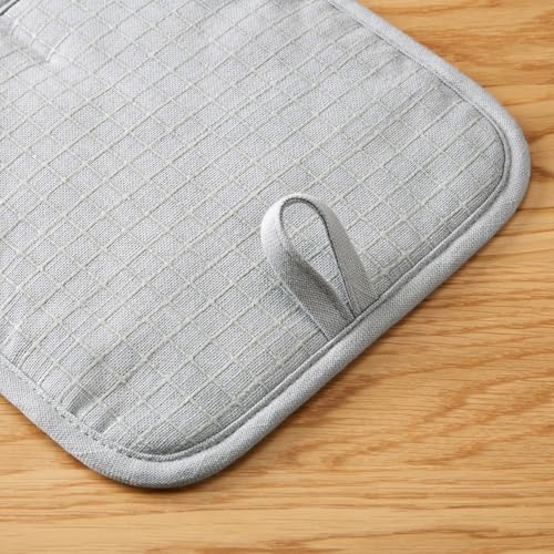 KITCHENAID Gourmet Series Gridlines Pot Holders 2-Pack Set, Heat Resistant up to 600°F, Soft Silicone Grip, Magnetic Cuff, Matte Grey, 8"x8" - color: Matte Grey