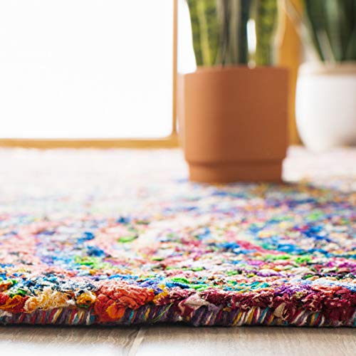 SAFAVIEH Nantucket Collection Accent Rug - 2'3" x 4', Multi, Handmade Boho Abstract Circles Cotton, Ideal for High Traffic Areas in Entryway, Living Room, Bedroom (NAN514A)