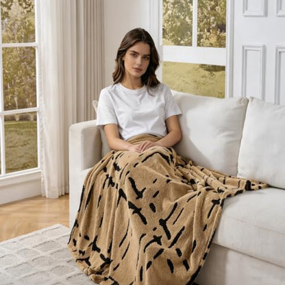 Minimalist Fleece Throw Blanket-Cozy Soft Lightweight Fuzzy Throw Blanket for Sofa, Couch, Bed & Chair,Camel, 50" x 60" - color: Camel