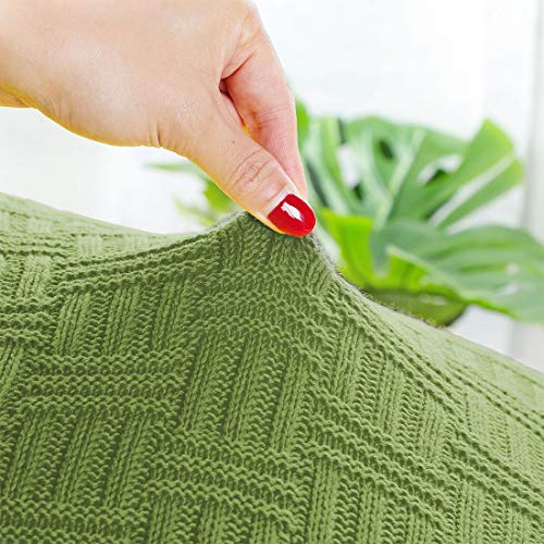 uxcell 100% Cotton Knit Throw Blanket, Cable Decors Yellow-Green 47x70 - color: Yellow-green