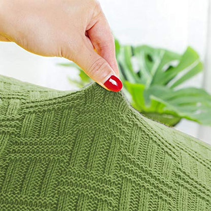 uxcell 100% Cotton Knit Throw Blanket, Cable Decors Yellow-Green 47x70 - color: Yellow-green