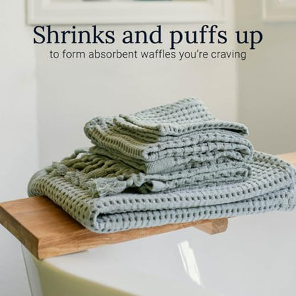 GILDEN TREE Waffle Towel Set Quick Dry Thin | 2 Bath Towels | 2 Hand Towels | 2 Washcloths, Modern Style (Sage Grey) - color: Sage Grey, size: Bath Towel Set