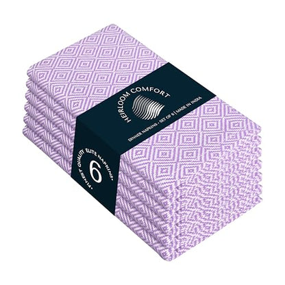 Lavender Cloth Napkins (Set of 6), 16x16 Inch, Diamond Weave, 100% Cotton, Soft, Durable, Machine Washable Table Linen Napkin for Luncheon, Cocktail Events, Celebrations & Daily Use - color: Lavender, size: 16" x 16" (Set of 6)