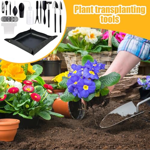 Transplanting Tool Flower Plant Transplanting Supplies | Small Garden Tools with Repotting Mat Professional Plant Care Kit for Indoor, Outdoor, Balcony, Greenhouse, Landscaping