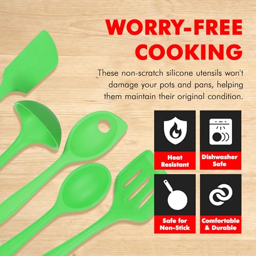 Chef Craft Premium Silicone Kitchen Tool and Utensil Set, 5 Piece, Green - color: Green, size: 5 Piece Set