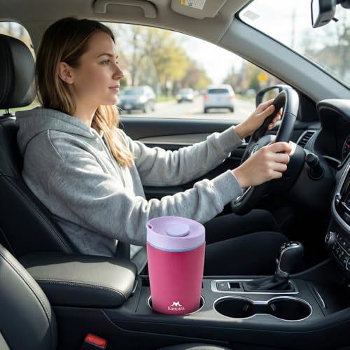 12 oz coffee tumbler Insulated coffee mug with lid Slider Insulated Stainless Steel Coffee Tumbler, Travel Mug for Hot and Iced Beverages insulated travel coffee mug (BB pink) - color: BB pink