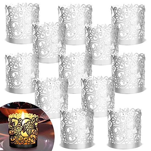 48PCS Votive Candles Holders Wraps, Silver Tea Light Candle Fairy | Home Decoration(no Bottom) - color: Silver