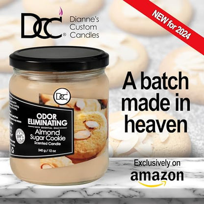 Almond Sugar Cookie Odor Eliminating Highly Fragranced Candle - Eliminates 95% of Pet, Smoke, Food, and Other Smells Quickly - Up to 80 Hour Burn time - 12 Ounce Premium Soy Blend - color: Bronze